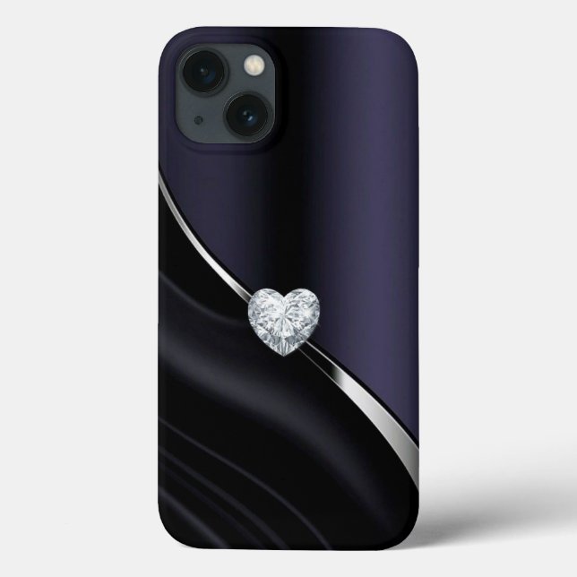 Capas de iphone azul-diamante de gabinete preto (Verso)