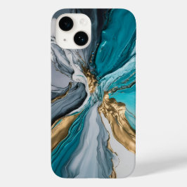 Capas de iphone Azul Dourada Marble Moderno Elegan