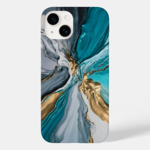 Capas de iphone Azul Dourada Marble Moderno Elegan