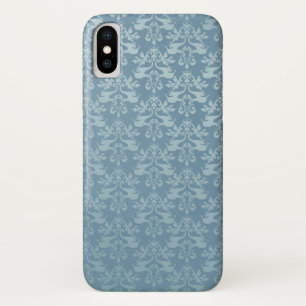 Capas de iphone azul-padronizada com damasco de el