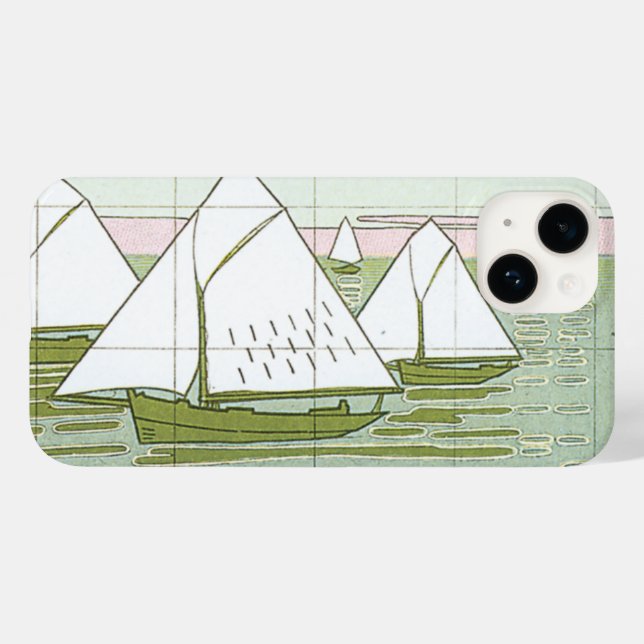 Capas de iphone Azulejo de Pastel Sailboat (Verso (horizontal))