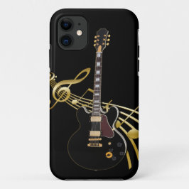 capas de iphone Black Guitar on Ouro Music Score