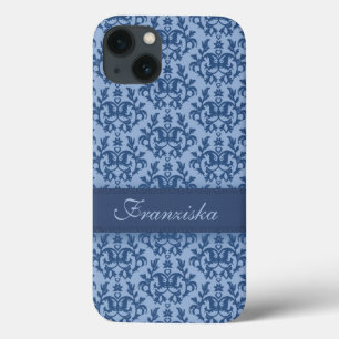 Capas de iphone botânicas do azul do damasco