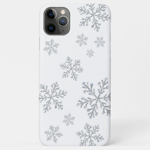 Capas de iphone branca com flocos de neve cintilan