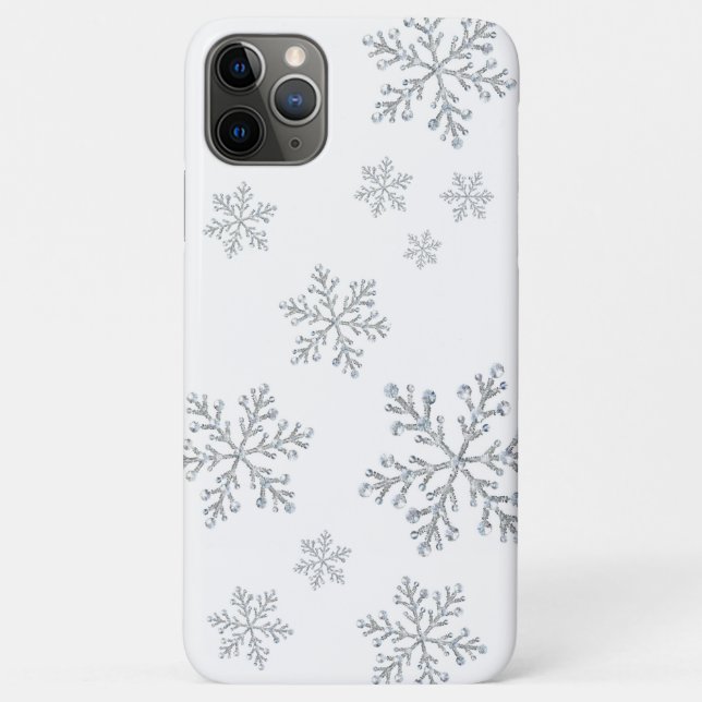 Capas de iphone branca com flocos de neve cintilan (Verso)