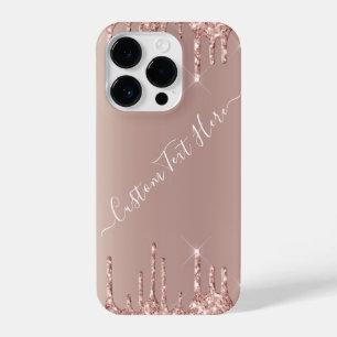 capas de iphone Brilhantes Douradas rosa com Texto