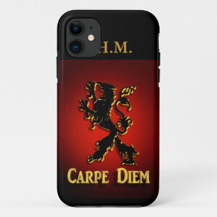 capas de iphone "Carpe Diem" com Leão preto e verm