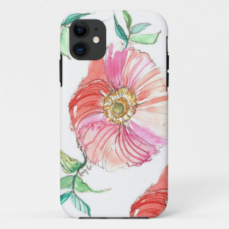 Capas de iphone corais da aguarela da papoila