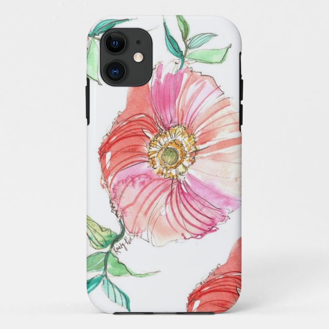 Capas de iphone corais da aguarela da papoila (Verso)