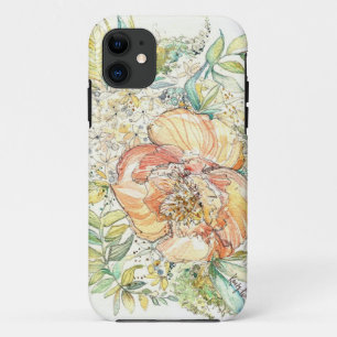 Capas de iphone da aguarela da peônia do pêssego