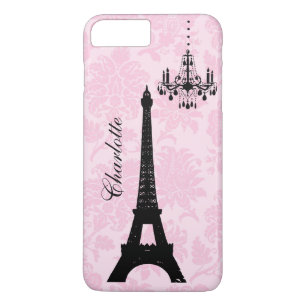 Capas de iphone da torre Eiffel com Damasco Rosa