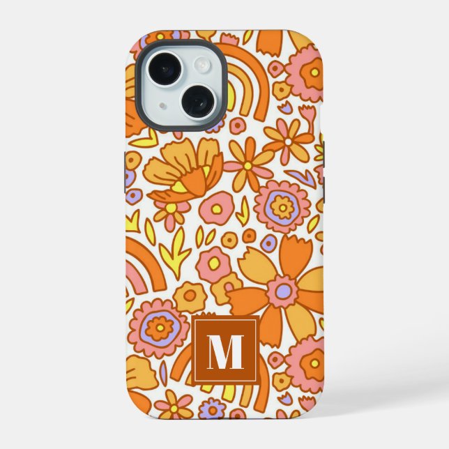 Capas de iphone das Flores Laranja Retroativas (Verso)