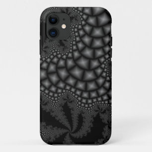 Capas de iphone de arte fractal a preto e branco