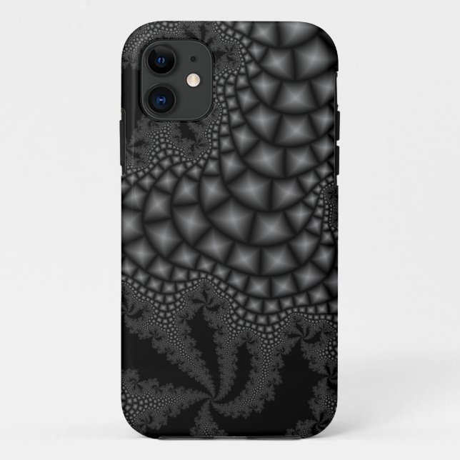 Capas de iphone de arte fractal a preto e branco (Verso)