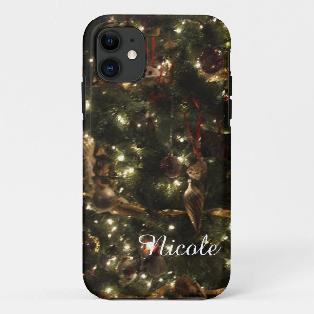 Capas de iphone de Árvore de Natal Personalizada (Verso)