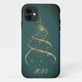 capas de iphone de árvores de Natal Douradas