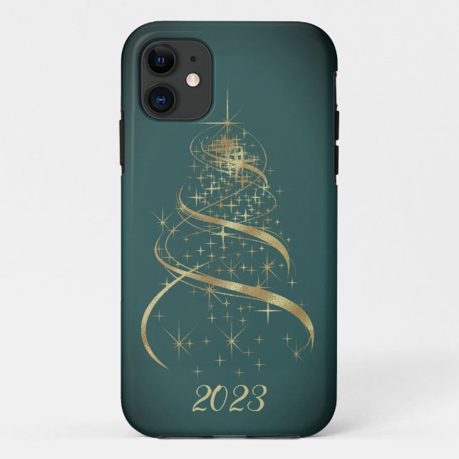 capas de iphone de árvores de Natal Douradas (Verso)