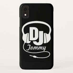 Capas de iphone de auscultadores do nome DJ preto