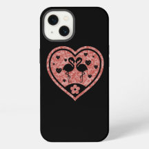 Capas de iphone de Casaco de Amor com Flamingo Tex