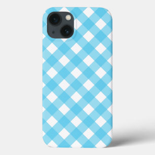 Capas de iphone de Casato de Gingham azul-cerulian