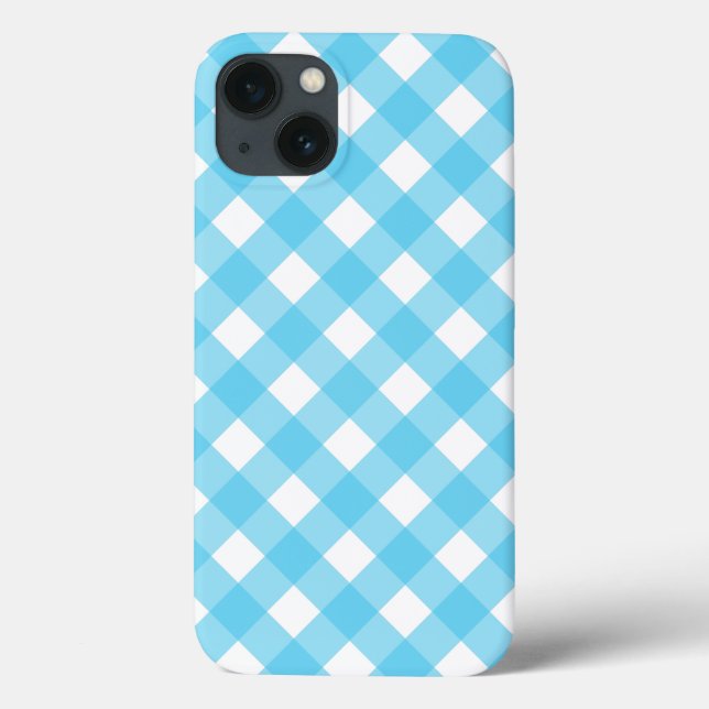 Capas de iphone de Casato de Gingham azul-cerulian (Verso)