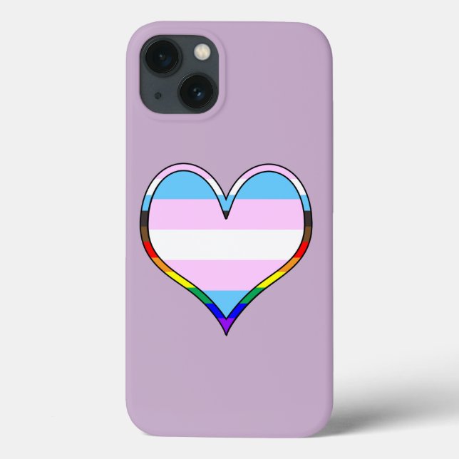 Capas de iphone de Casca Cardíaca Trans Pride (Verso)