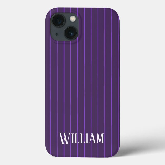 Capas de iphone de Cascata com pinstripes roxas (Verso)