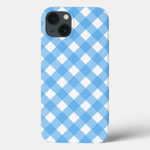 Capas de iphone de Cascata de Gingham azul-céu