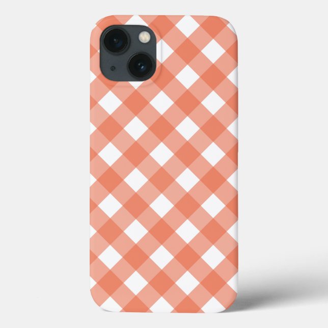 Capas de iphone de Cascata de Gingham Laranja (Verso)