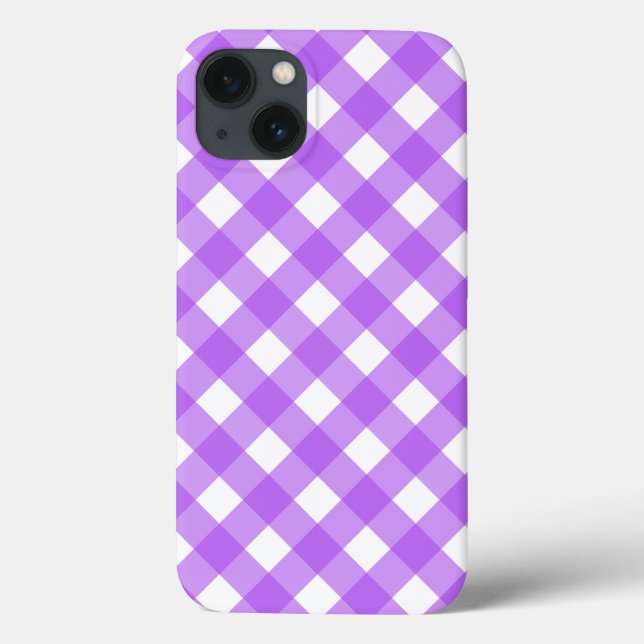 Capas de iphone de Cascata de Gingham roxo brilhan (Verso)