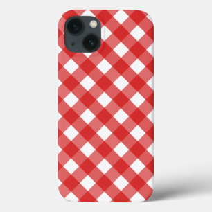 Capas de iphone de Cascata de Gingham Vermelho e B
