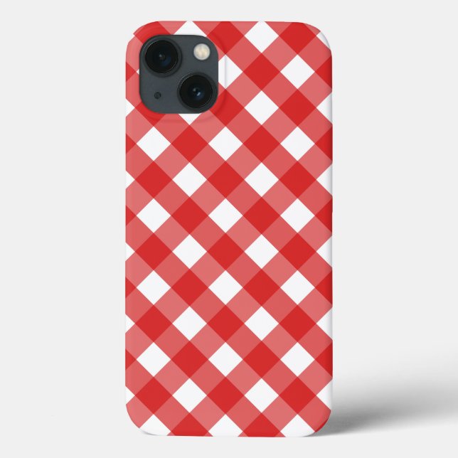 Capas de iphone de Cascata de Gingham Vermelho e B (Verso)