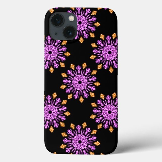 Capas de iphone de cascata de néon rosa e laranja (Verso)