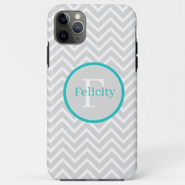 Capas de iphone de Cascata de Teal Chevron Monogra