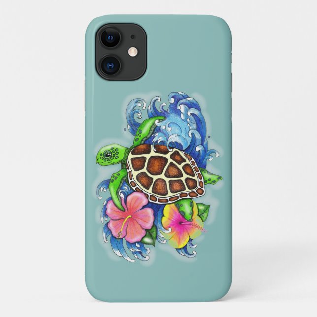 Capas de iphone De Cascos De Tartarugas Tropicais (Verso)