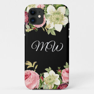 Capas de iphone De Casos De Monograma Floral Elega