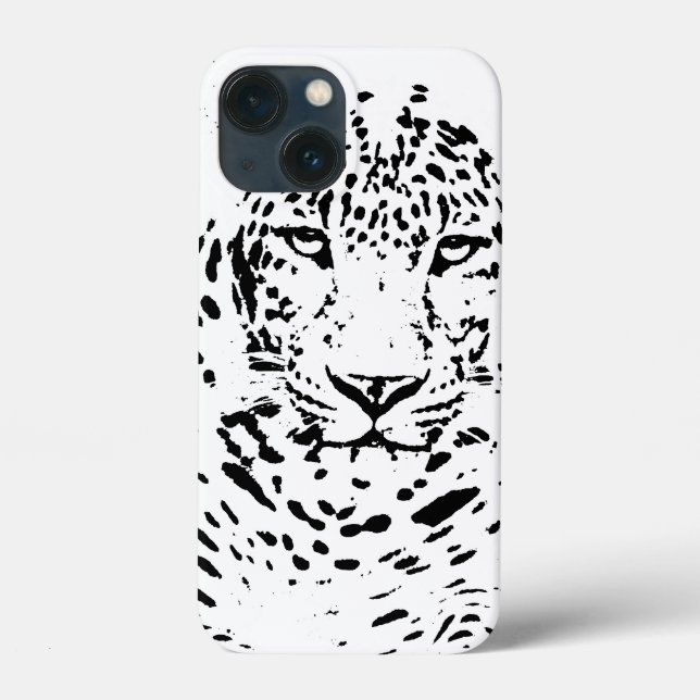 Capas de iphone de Casquilho de Leopardo Negro e B (Verso)