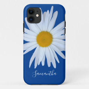 Capas de iphone de Casquilho de Script Branco Azul
