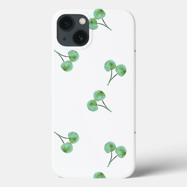 Capas de iphone de Casquilho Verde de Cereja (Verso)