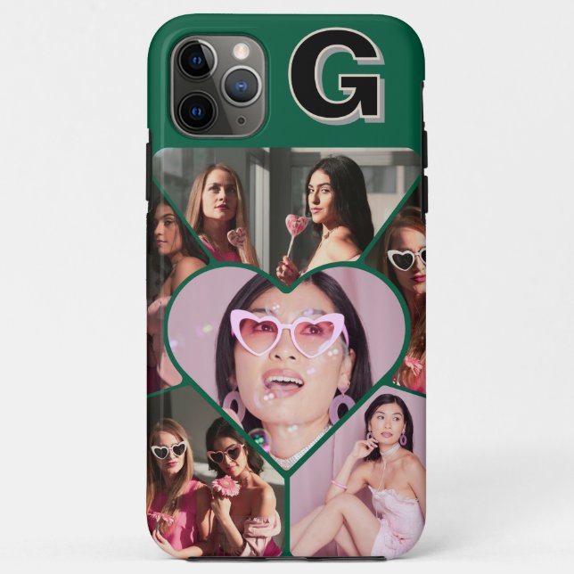 Capas de iphone de Colagem de 6 Fotos em Monograma (Verso)