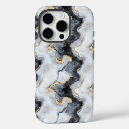 Capas de iphone de Efeito Marble Preto Dourado e B