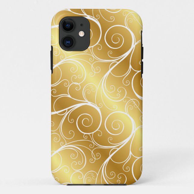 Capas de iphone de espiral Dourada Elegante (Verso)