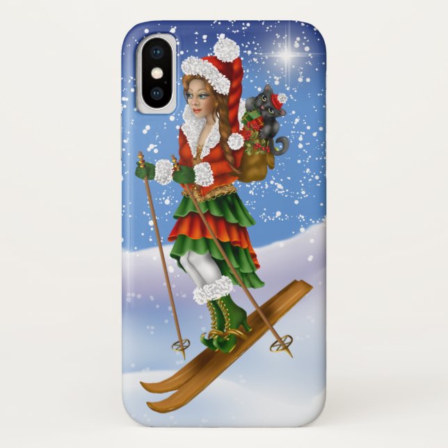 Capas de iphone de esquiador de neve de Natal (Verso)