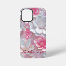 Capas de iphone de flor selvagem rosa-branca| Flor
