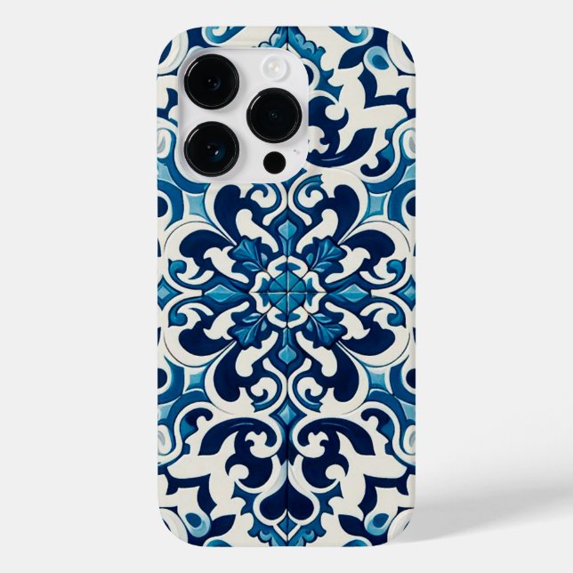 Capas de iphone de gabinete do azulejo azul portug (Verso)