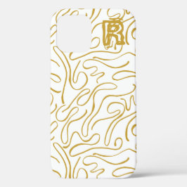 Capas de iphone de gabinete do Monograma Dourado C