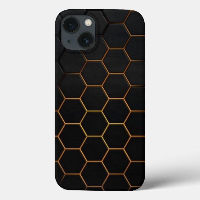 Capas de iphone de gabinete preto e Dourado do hex (Verso)