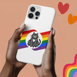 Capas de iphone de Gato do Orgulho LGBT Preto e Br