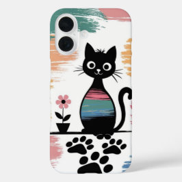 Capas de iphone de Gato Preto Colorido - Presente