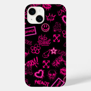 Capas de iphone de grafite rosa-neon
